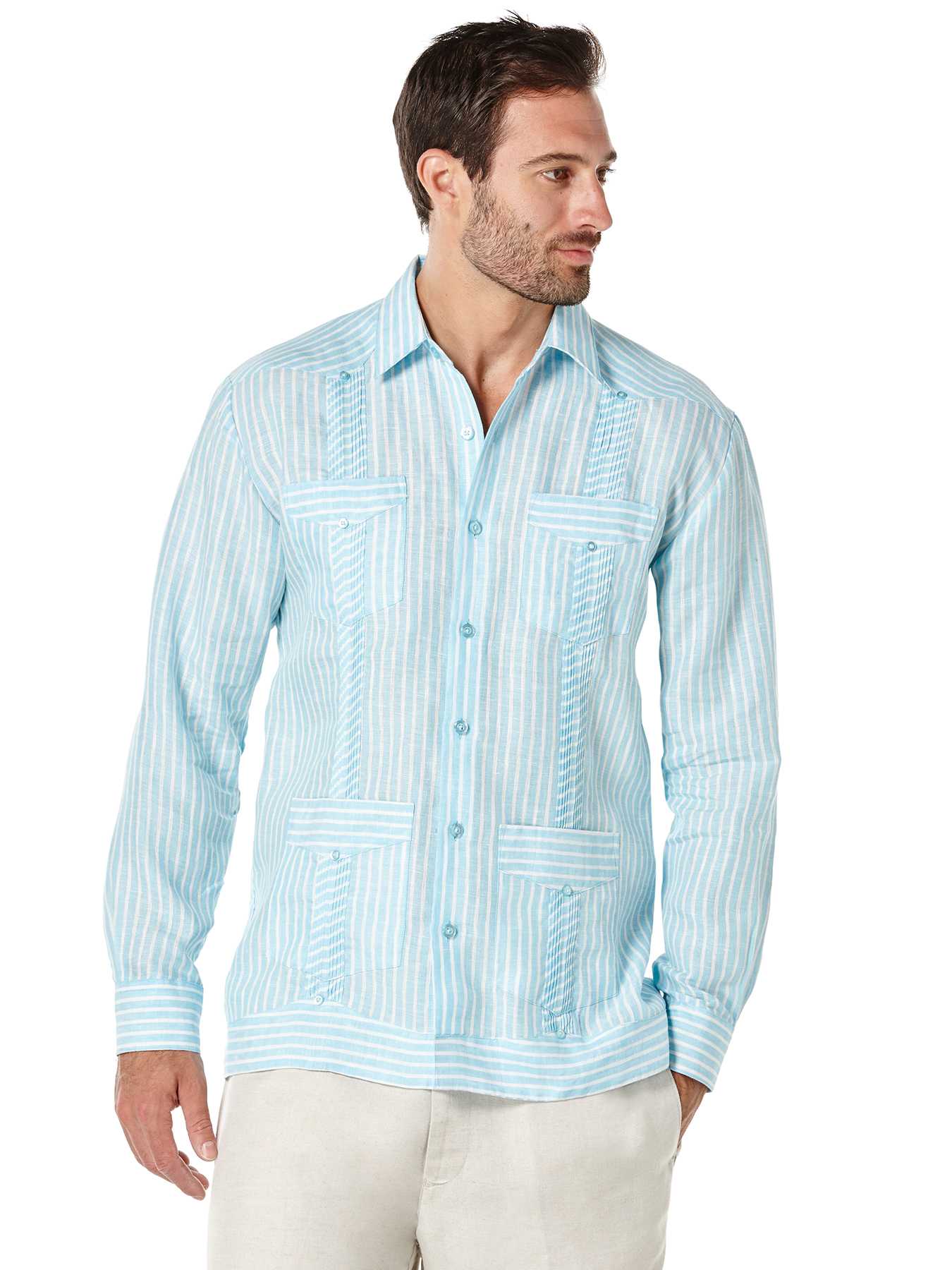 Cubavera 100% Linen Long Sleeve 4 Pocket Guayabera